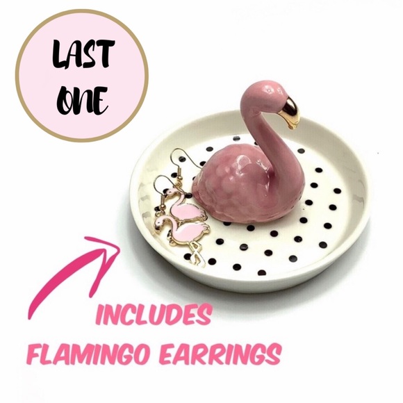 Baubl’d Jewelry - Flamingo Polka Dot Trinket Tray Jewelry Holder